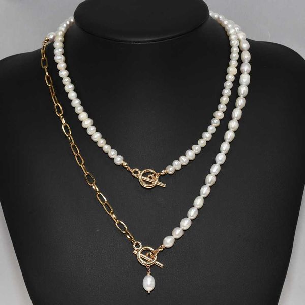 

chains trendy daily wearable necklace gold color buckle real pearl choker lariat simple party jewelry for women 2021, Silver