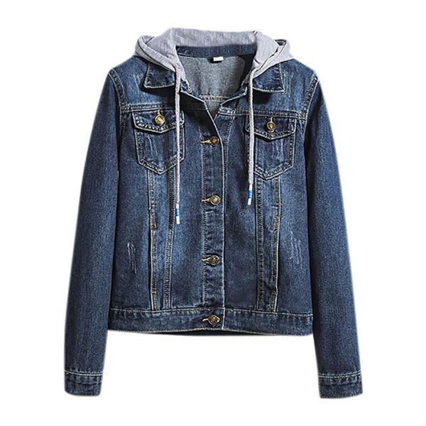 

women's jackets women jacket womens fashion denim long sleeves chaqueta short cardigan detachable hooded coat #40%, Black;brown