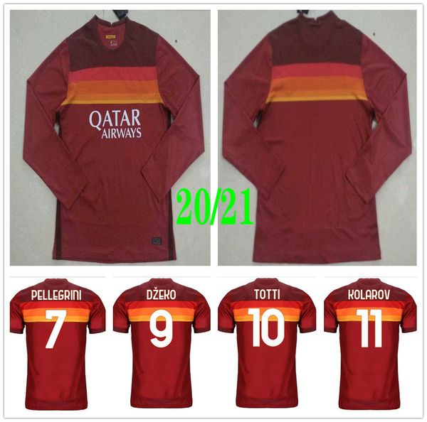 

2020 2021 as roma long sleeve soccer jersey kolarov zaniolo totti dzeko perotti kluivert cengiz under custom 20 21 rome football shirt, Black;yellow