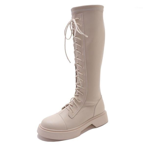 

boots 2021 fashion winter black warm platform lace up long women wedges autumn leather sneakers motorcycle boots1