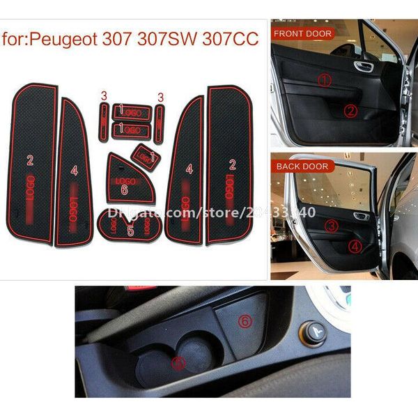 

car gate slot pad water coaster interior non-slip mats for peugeot 307 307sw