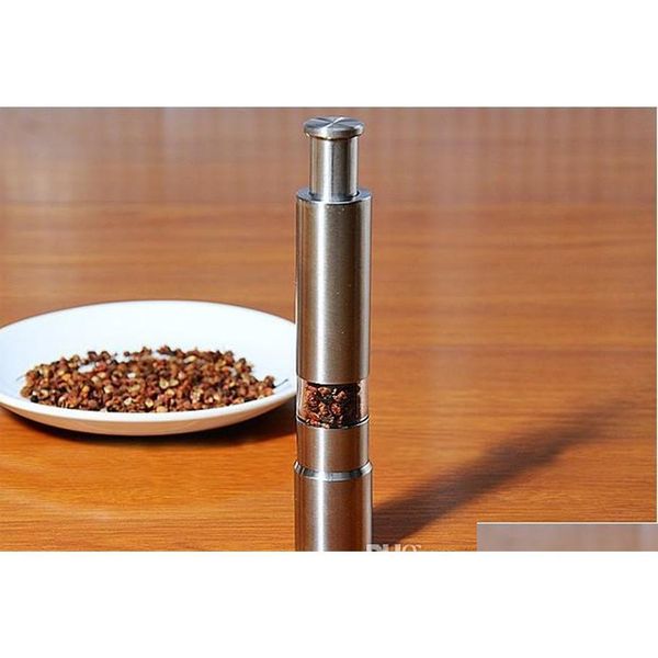 

1pc longming home s/steel stick grind salt pepper spice sauce grinder mill thumb push muller kitchen cooking tools kx 123 7w6ht