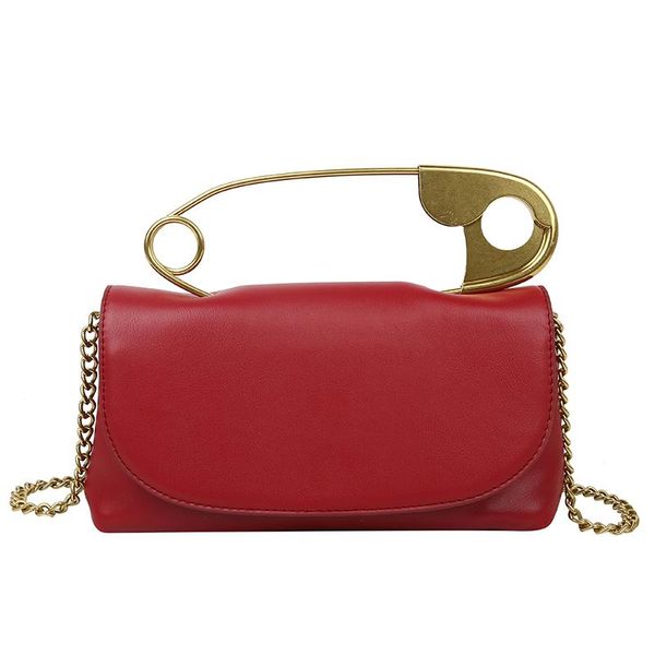 

pu leather retro metal pin design trendy female purses and handbags crossbody chian bag shoulder bag ladies clutch