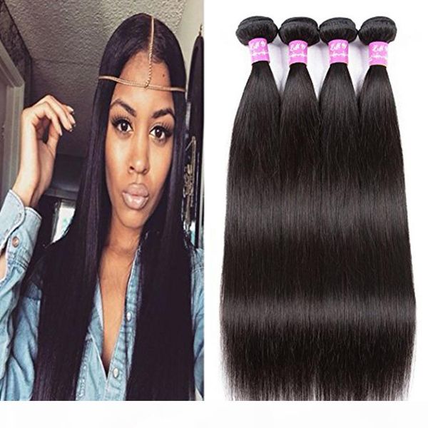 

indian silky straight virgin hair 4 bundles 100% unprocessed indian human hair extensions 8-28inch hair weave bundles natural color, Black;brown