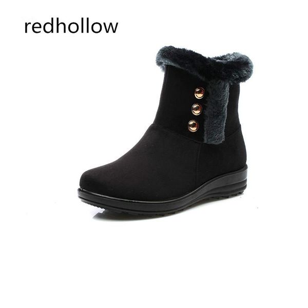 

women winter boots fashion ankle snow boots winter mother shoes female warm plush comfortable botas mujer flats soft shoes new, Black