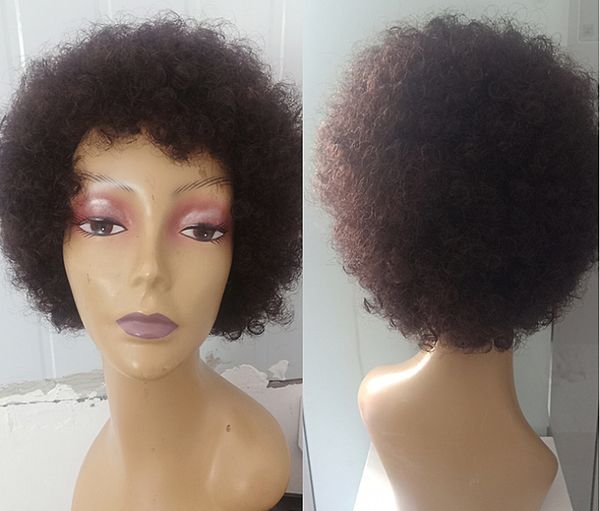 

explosive hair wig set african microwave short curly fluffy real human hair universal human hair for men and women, Black