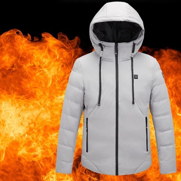 

mens winter heated coat usb charging electric heating warm zipper hoodie jacket x7ya, Black