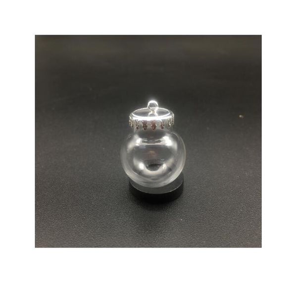 

1set 20*12mm hollow glass globe with setting base beads cap set orb glass vials pendant glass bottle jewelry pendant 1 jllpnu, Black