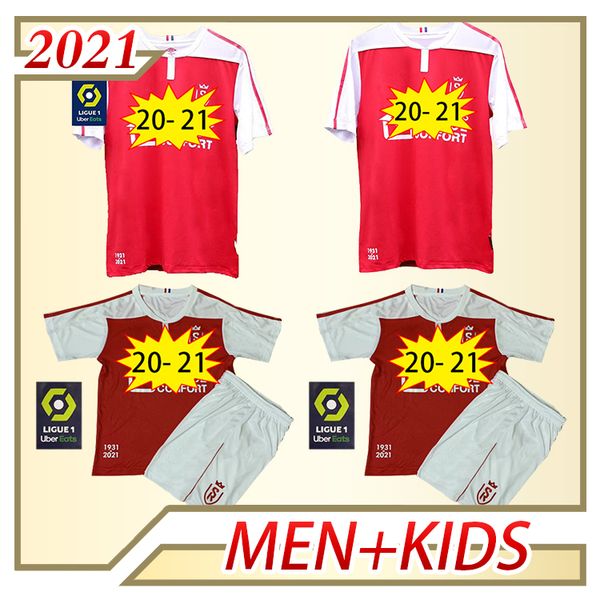 

20 21 maillots stade reims soccer jerseys adults kids kits toure cafaro konan dia foket chavalerin zeneli hommes foot uniform, Black;yellow