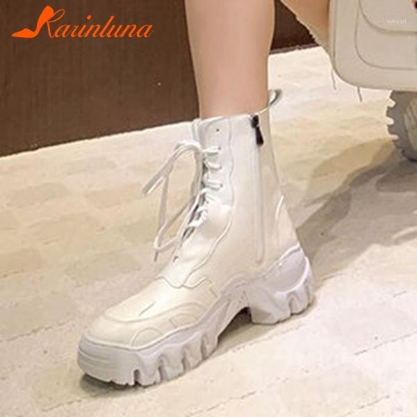

boots brand design great quality ins women shoes solid black white lace-up ankle female zip up skidproof footwear1