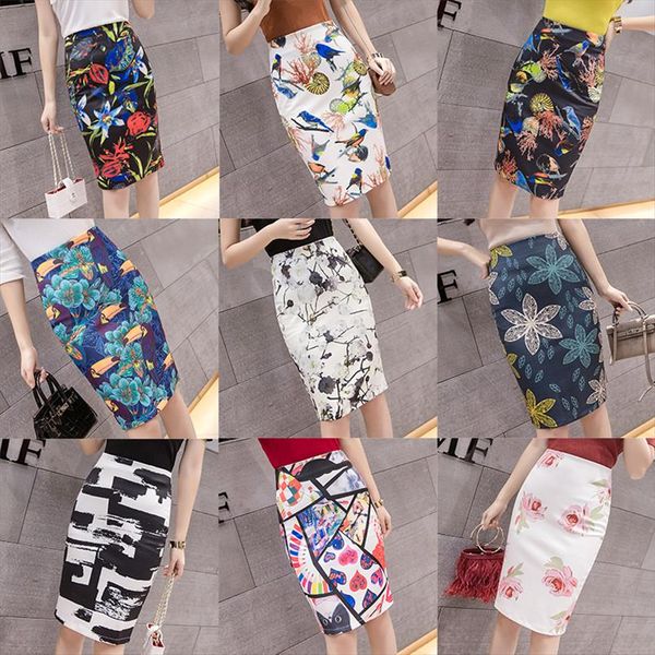

цветочные печати harajuku элегантный юбка-карандаш женщины split bodycon высокой талией корейский стиль 2020 летняя юбка женский сексуальный, Black