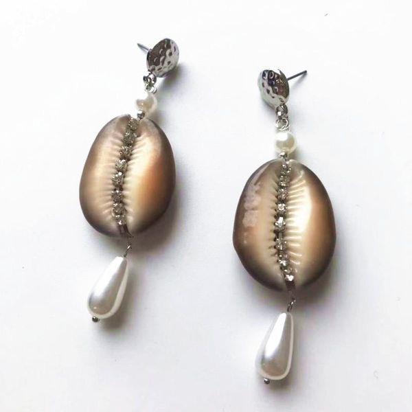 

dangle & chandelier bohemia natural shell earring elegant boho boucles d oreille femme jewelry circle earrings pearl pendant accessories, Silver