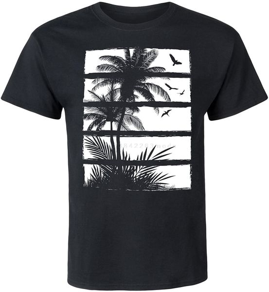

palm tree silhouette panels white men's short sleeve graphic summer mens cool tee hoodie designers t shirts sweatshirt