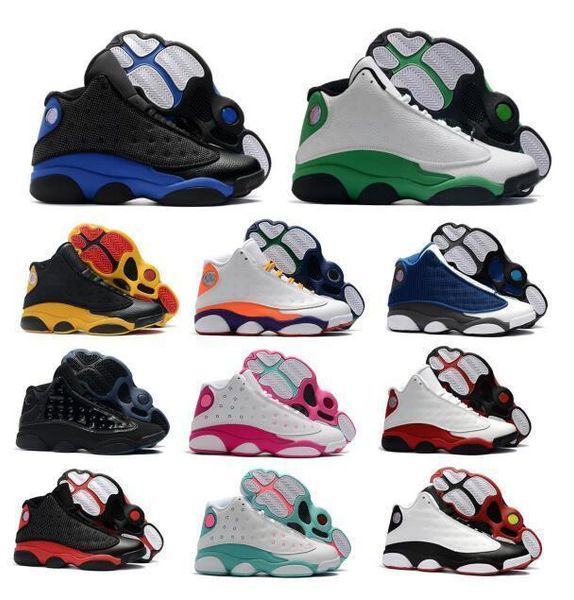 

basketball men shoes jumpman 13 13s flint hyper royal lucky island aurora green playground chicago breed gs sport woman trainers sneakers, Black