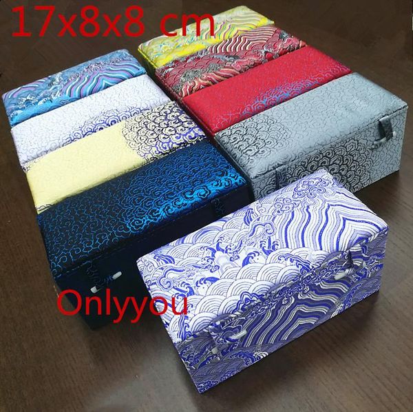 

gift wrap soft rectangle chinese silk box wood fabric storage high end luxury jewelry packaging crafts collection 17x8x8 cm