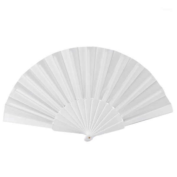 

party favor plastic fabric hand foldable fan for ladies men white1