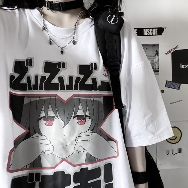 

2020 новый летний корейский ины пальто футболки топ печататься студент половина рукав сверху рыхлый белый короткий рукав футболки для женщин, White