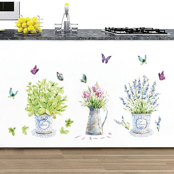 

diy wall stickers potted flower pot butterfly home decor bathroom decals waterproof landscaping home decoration art decals