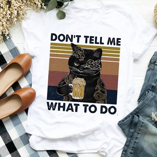 

women lady funny cat striped kawaii casual fall halloween print t tee womens tshirt female shirt clothes graphic t shirt, White