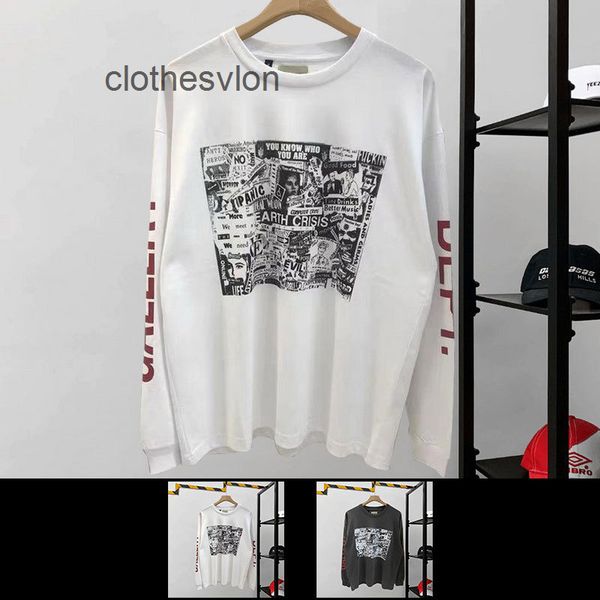 

hip high mens hop fashion street brand gallerydept gd new casual loose round neck printed long sleeve t-shirt jiun, White;black