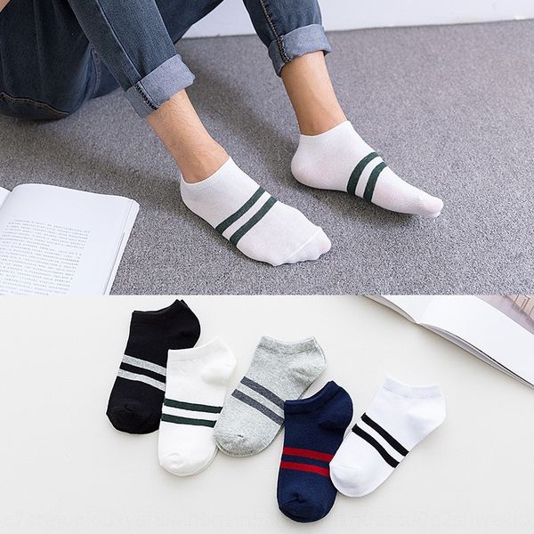 

5 pairs cotton and of men's socks breathable sweat absorption shallow mouth low stripe short tube spring and summer cotton socks fvhsv, Black