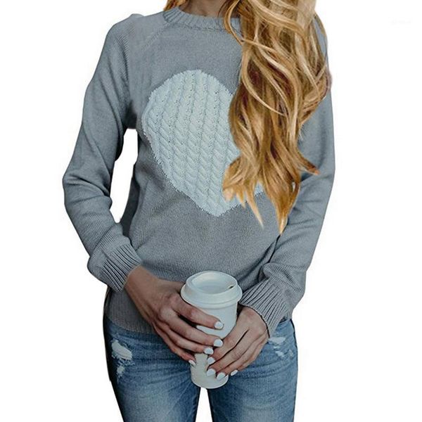 

autumn women's sweater casual street clothes moderate knitting pullover lady sweater plus size hiver heart pattern long sleeve1, White;black