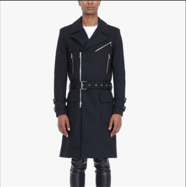 

2020 autumn new trench men men's coat thin man's zipper decoration cotton long jacket s-5xl zjts, Tan;black