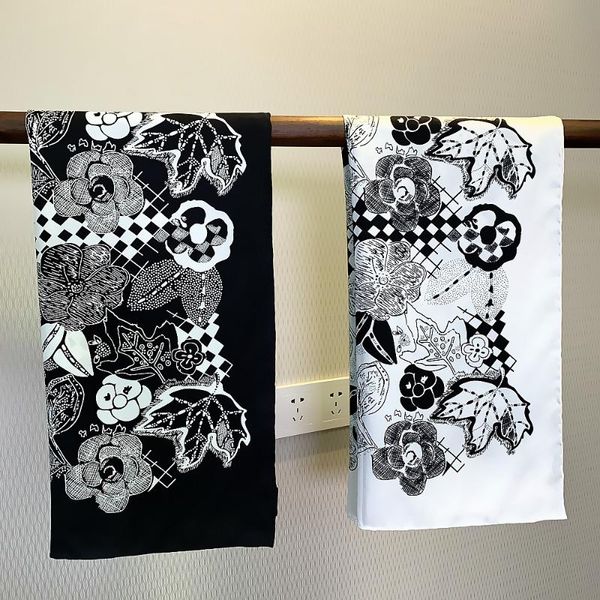 

scarves large hijab for women black and white print silk satin scarf female 90cm square shawls head scarfs ladies fj398, Blue;gray