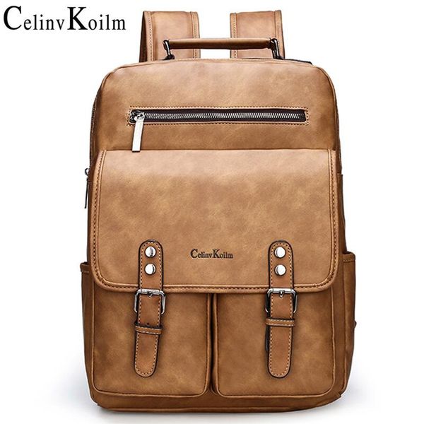 

celinv koilm brand anti theft leather women backpack laptravel backpack men waterproof school backpack bag for teenager girl c1016