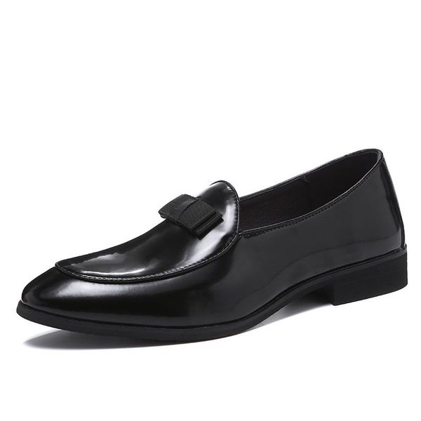 

elegant ties classic men black red bow tie loafers men casual shoes big size patent leather shoes pointed toe low heel