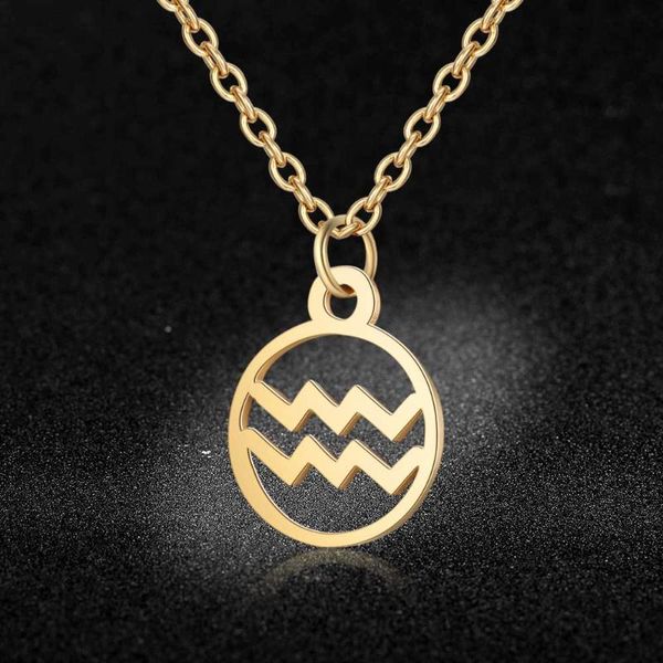 

100% stainless steel gold filled 12 constellation zodiac charm necklace for women fashion charm necklaces, Silver