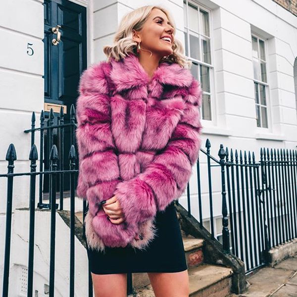 

malina winter faux fur short coats women fashion turn down collar jackets women elegant long sleeve coats female ladies jmx1016, Black;brown