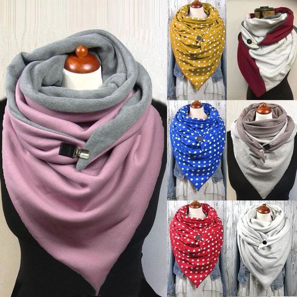 

women's scarves fashion vintage plaid patchwork winter warm shawls soild stitch printing button wrap soft casual warm scarves#30, Blue;gray