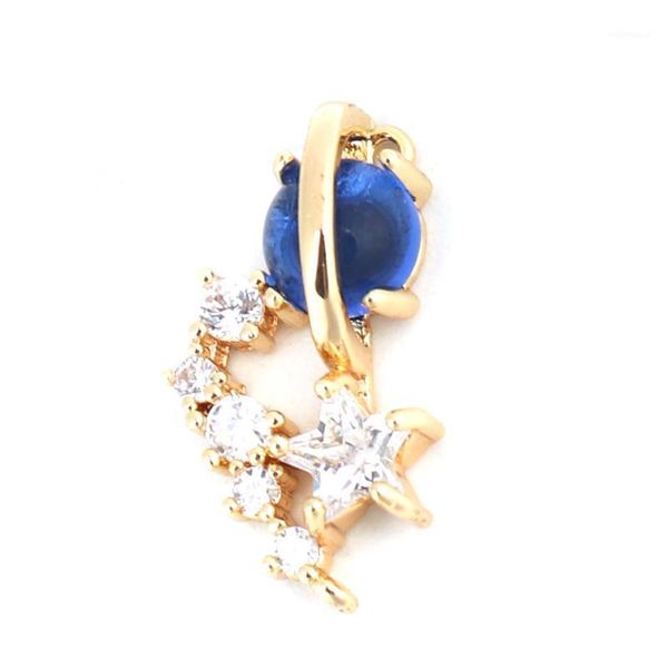 

charms 1 piece copper galaxy gold color filled blue planet clear rhinestone 21mm x 10mm/19x11mm1, Bronze;silver