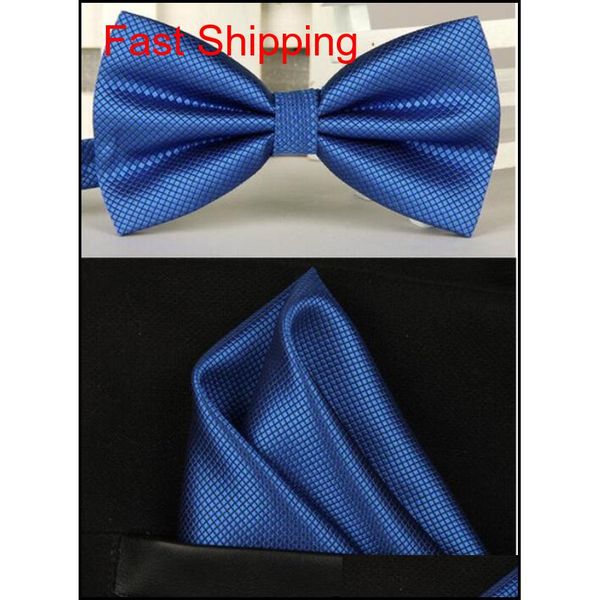 

silk solid business bowtie men vintage purple black yellow silver wedding bow tie pocket square hand qylljb bde_home, Blue;white