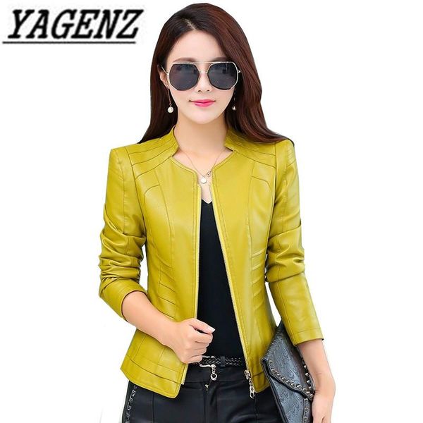 

women's leather & faux fashion brand 2021 spring autumn women pu jacket coat slim black short motorcycle bomber female
