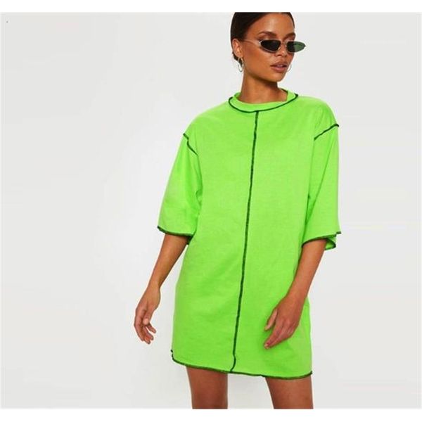 

loose tees street style crew neck women patchwork women designer tshirts fashoin fluorescent color half sleeve, White