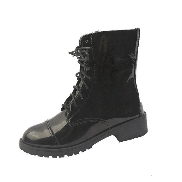 

2021 new women women's high heels lace up to short-booted shoes ladies high-quality leather boots 6e46, Black