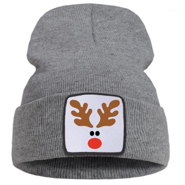

beanies big red nose fawn christmas theme print man knit hat street fashion warm winter hats for women simple casual men autumn beanie1