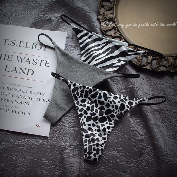 

one thread cotton double layer low waist bikini women's underwear, Black;pink