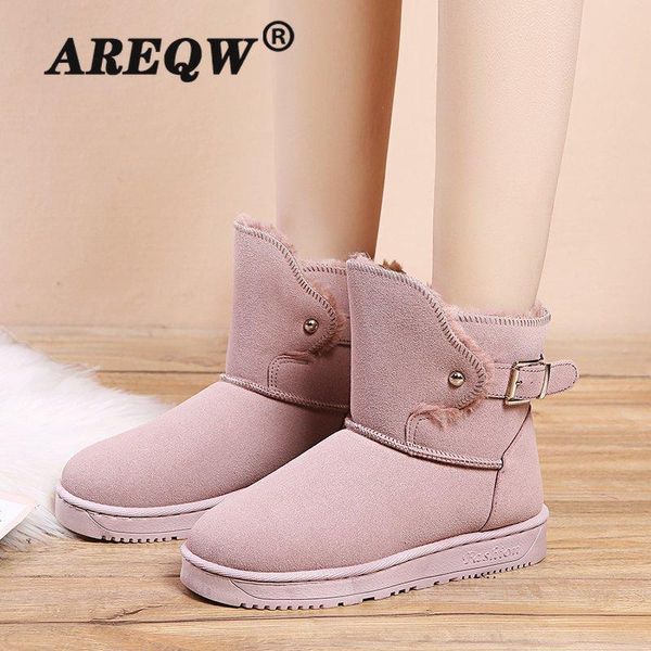 

lolita boots shoes round toe booties woman 2020 low heel winter footwear boots-women australia plush rubber flat snow, Black