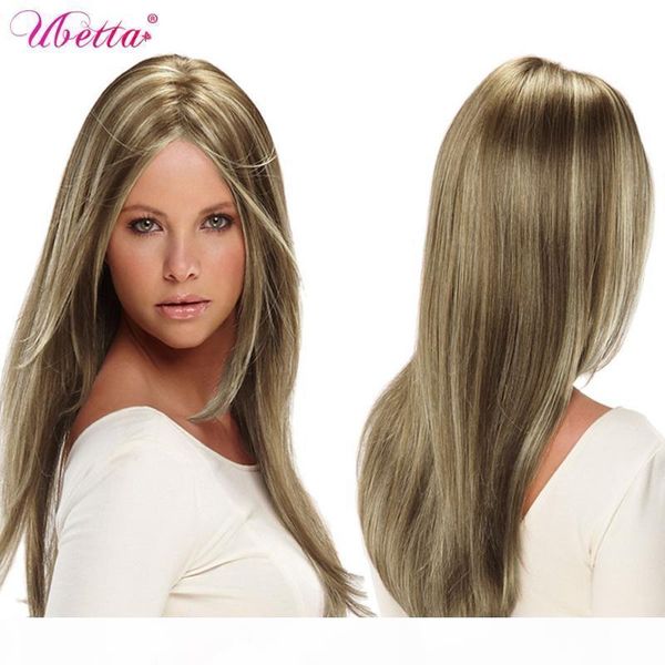 

ubetta 100% real hair highlight u part wigs long straight ombre human hair part plucked glueless brazilian remy for black women, Black;brown