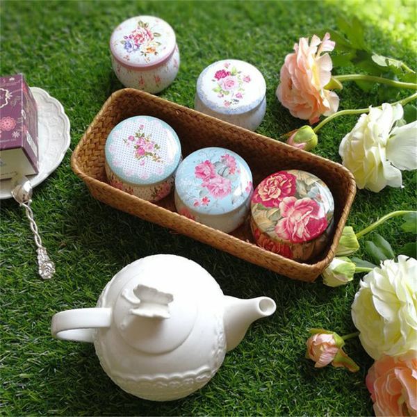 

home rose tea pot fresh tin small garden personality drum-shaped candy cookie box festive party supplies