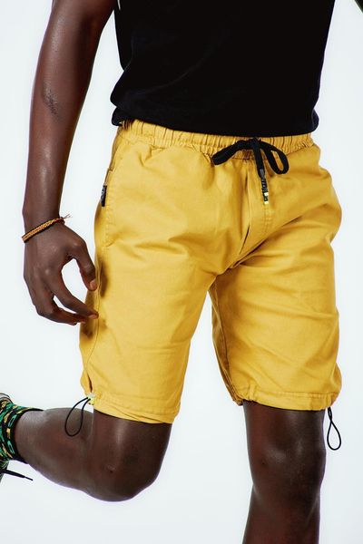 

men's mustard color elasticated pocket shorts 1027, White;black