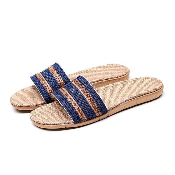 

slippers men's slipper fashion casual anti-slip linen home indoor open toe flat shoes beach men sandals comfortable1, Black