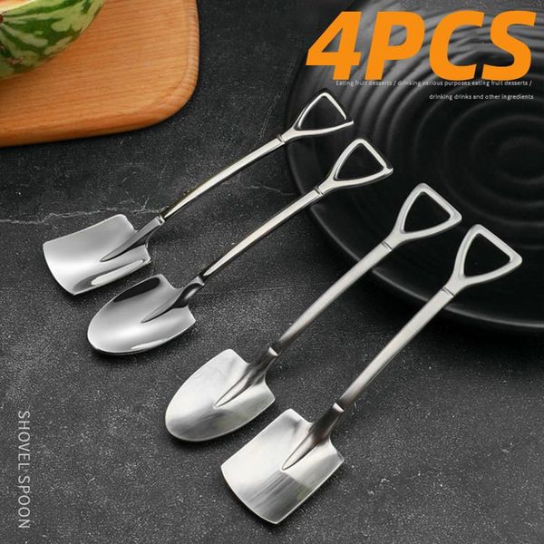 

4pcs 304 stainless steel coffee spoon retro shovel ice spoon creative tea spoon fashion tableware h jllthr