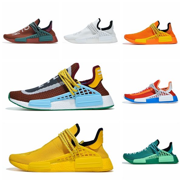 

human race r1 v2 men women running shoes pharrell williams hu white black yellow red grey mens trainers sports sneakers size 36-47