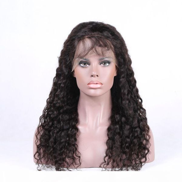 

brazilian human hair wig full lace wig with baby hair kinky curly lace front wig pre plucked hairline, Black;brown
