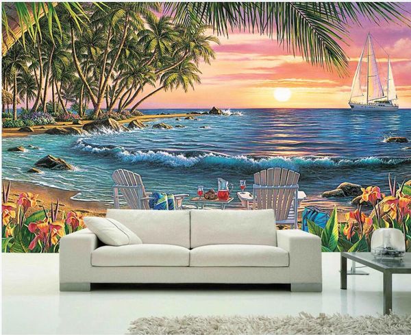 

custom mural p wallpaper 3d coconut grove double beach chair with beautiful seaside scenery 3d wall murals wallpaper for walls 3 d