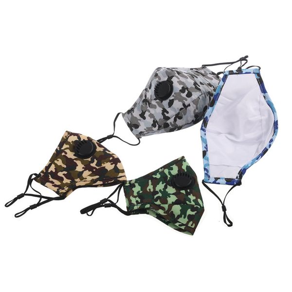 

valve pm2.5 with face camouflage dust mask cotton mask washable mouth masks for women men 043i